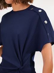 Friends Like These Navy Twist Detail Short Sleeve Top - Image 4 of 5