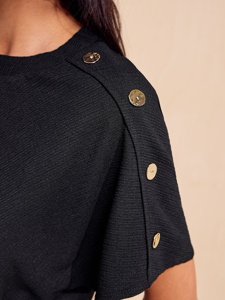 Friends Like These Black Twist Detail Short Sleeve Top - Image 2 of 5 Friends Like These Black Twist Detail Short Sleeve Top - Image 2 of 5