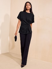 Friends Like These Black Twist Detail Short Sleeve Top - Image 3 of 5