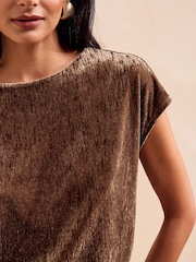 Friends Like These Olive Green Velvet Short Sleeve Top - Image 2 of 5