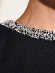 Friends Like These Black Embellished Neckline Shoulder Pad Top - Image 6 of 6