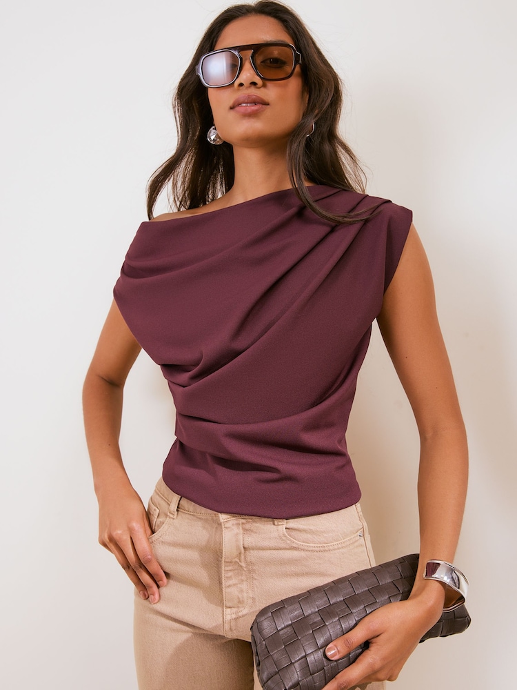 Friends Like These Grape Draped Off The Shoulder Top - Image 1 of 5 Friends Like These Grape Draped Off The Shoulder Top - Image 1 of 5
