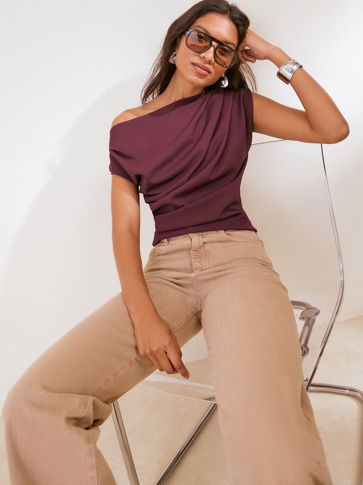 Friends Like These Grape Draped Off The Shoulder Top - Image 2 of 5 Friends Like These Grape Draped Off The Shoulder Top - Image 2 of 5