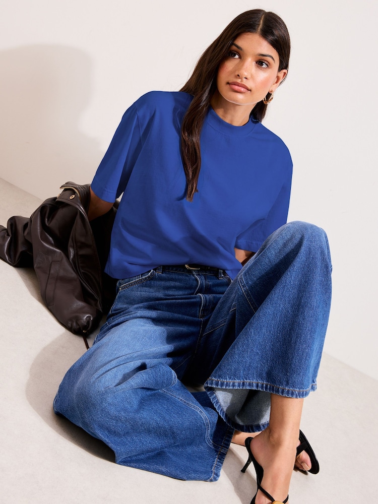 Friends Like These Cobalt Blue Heavyweight Boxy T-Shirt - Image 2 of 4 Friends Like These Cobalt Blue Heavyweight Boxy T-Shirt - Image 2 of 4