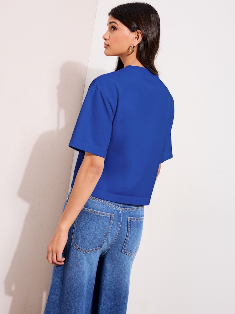 Friends Like These Cobalt Blue Heavyweight Boxy T-Shirt - Image 4 of 4 Friends Like These Cobalt Blue Heavyweight Boxy T-Shirt - Image 4 of 4