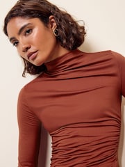 Friends Like These Terracotta Draped Long Sleeve Top - Image 2 of 6