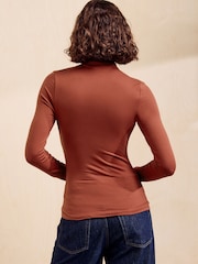 Friends Like These Terracotta Draped Long Sleeve Top - Image 6 of 6
