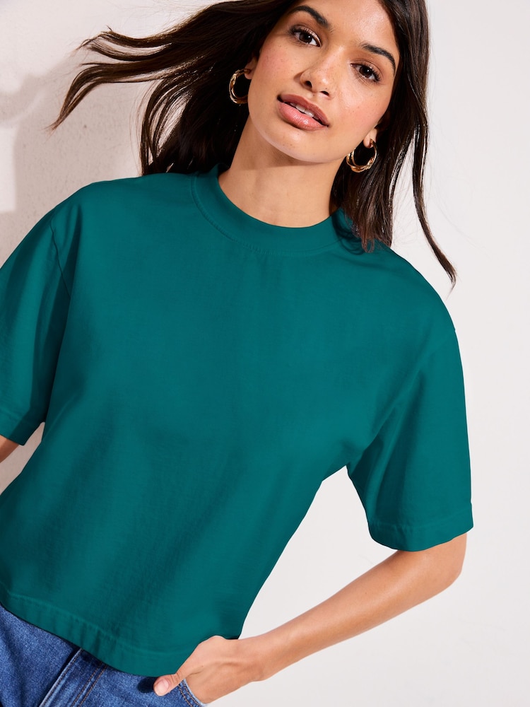 Friends Like These Teal Blue Heavyweight Boxy T-Shirt - Image 2 of 4 Friends Like These Teal Blue Heavyweight Boxy T-Shirt - Image 2 of 4