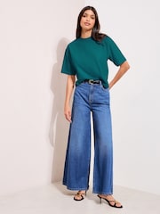 Friends Like These Teal Blue Heavyweight Boxy T-Shirt - Image 4 of 4