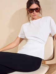 Friends Like These Ivory Draped Asymmetric Top - Image 4 of 5