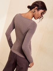 Friends Like These Mocha Wrap Long Sleeve Top - Image 5 of 5