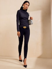 Friends Like These Black Draped Long Sleeve Top - Image 3 of 5