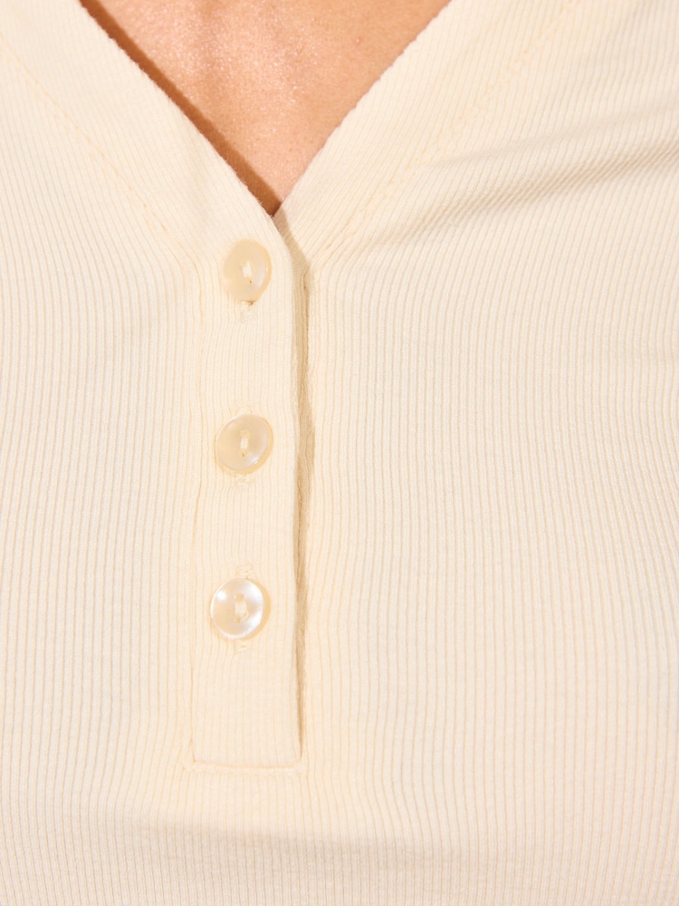 Friends Like These Ivory Long Sleeve Button Henley Top - Image 2 of 5