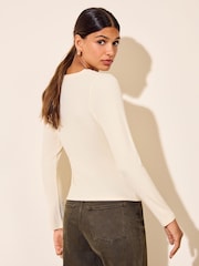 Friends Like These Ivory Long Sleeve Button Henley Top - Image 5 of 5