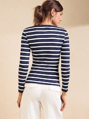 Friends Like These Stripe Long Sleeve Ribbed Boat Neck T-Shirt - Image 5 of 5