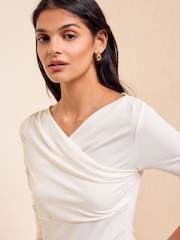 Friends Like These Ivory Wrap Long Sleeve Top - Image 2 of 5