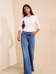Friends Like These Ivory Wrap Long Sleeve Top - Image 3 of 5