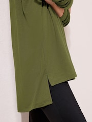 Friends Like These Olive Green Soft Jersey V-Neck Long Sleeve Tunic Top - Image 3 of 4