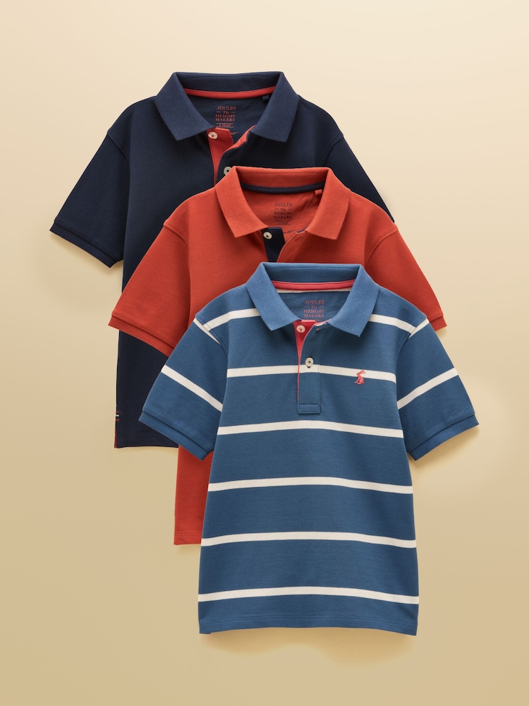Joules Boys' Woody 3 Pack Cotton Polo Shirts - Bild 1 von 7