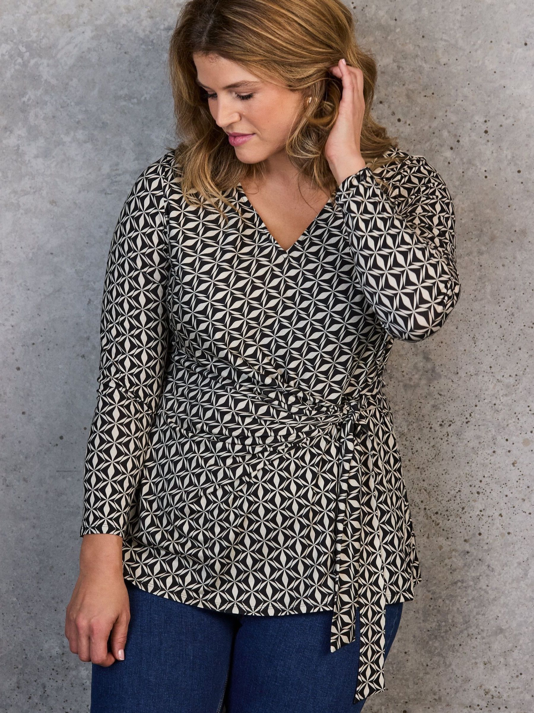 Buy Live Unlimited Geo Print V-Neck Side Tie Tunic from Next France