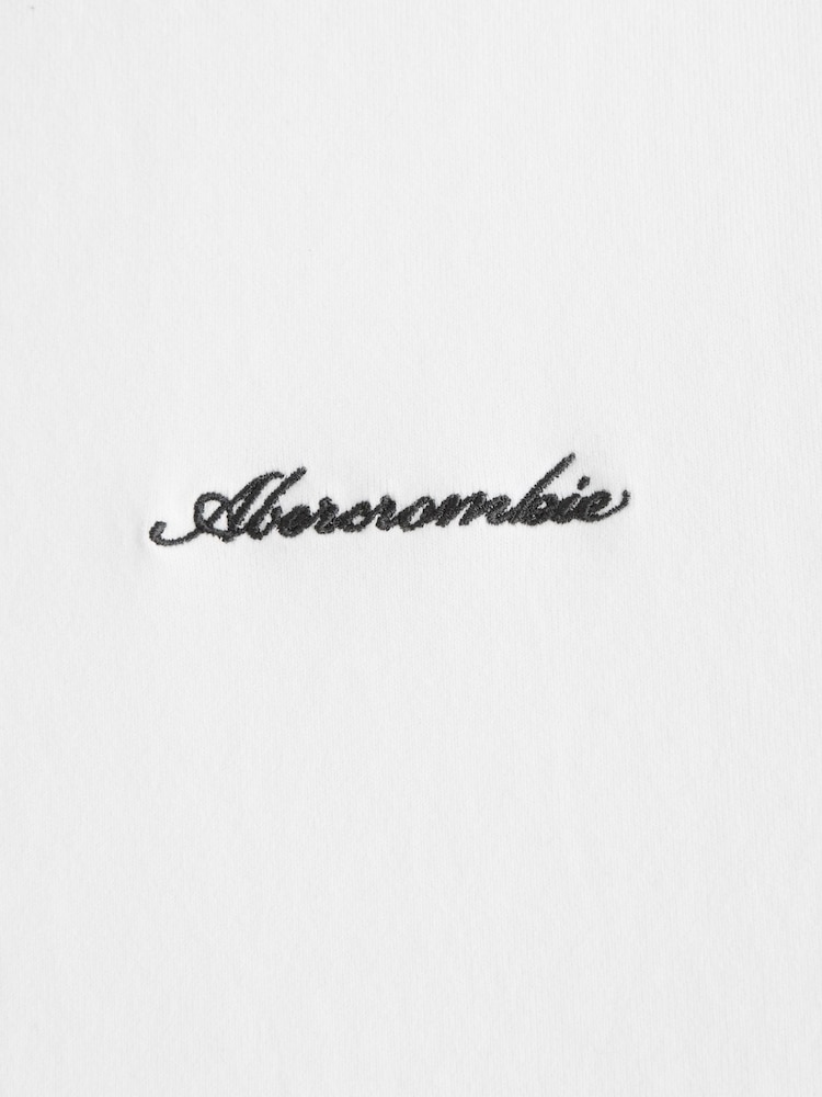 Abercrombie & Fitch White Logo Short Sleeve Crew Neck T-Shirt - Image 2 of 2 Abercrombie & Fitch White Logo Short Sleeve Crew Neck T-Shirt - Image 2 of 2