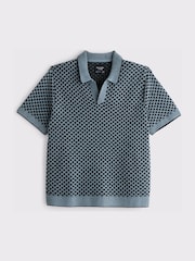 כחול  - Abercrombie & Fitch Short Sleeve Sweater Polo Shirt - תמונה 1 מתוך 2