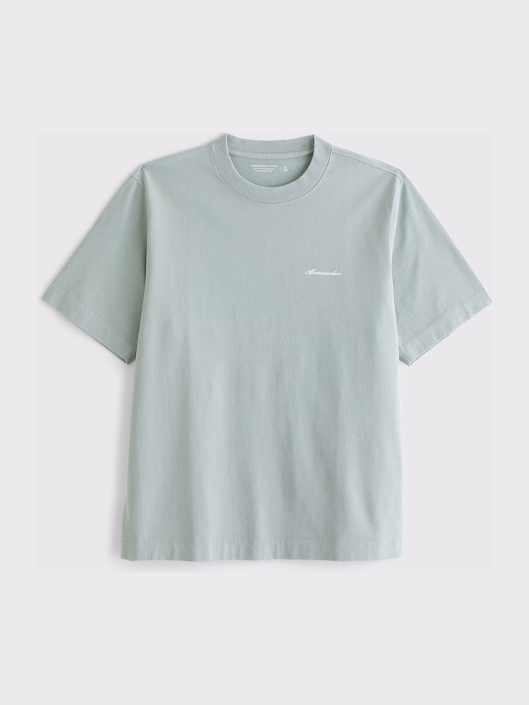 Abercrombie & Fitch Green Logo Short Sleeve Crew Neck T-Shirt - Image 1 of 2 Abercrombie & Fitch Green Logo Short Sleeve Crew Neck T-Shirt - Image 1 of 2