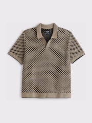 ყავისფერი - Abercrombie & Fitch Short Sleeve Sweater Polo Shirt - სურათი 4 5-დან