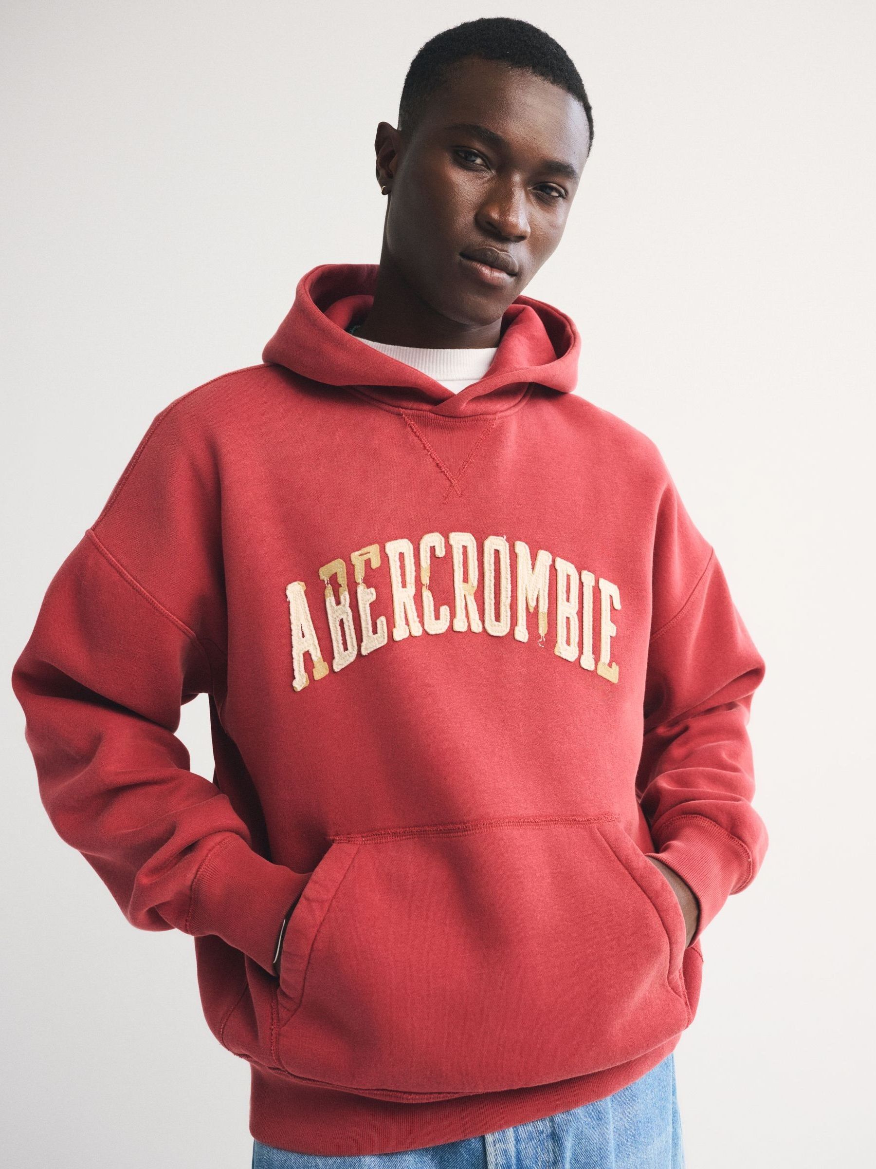 Buy Abercrombie & Fitch Red Logo Popover Hoodie from Next Australia