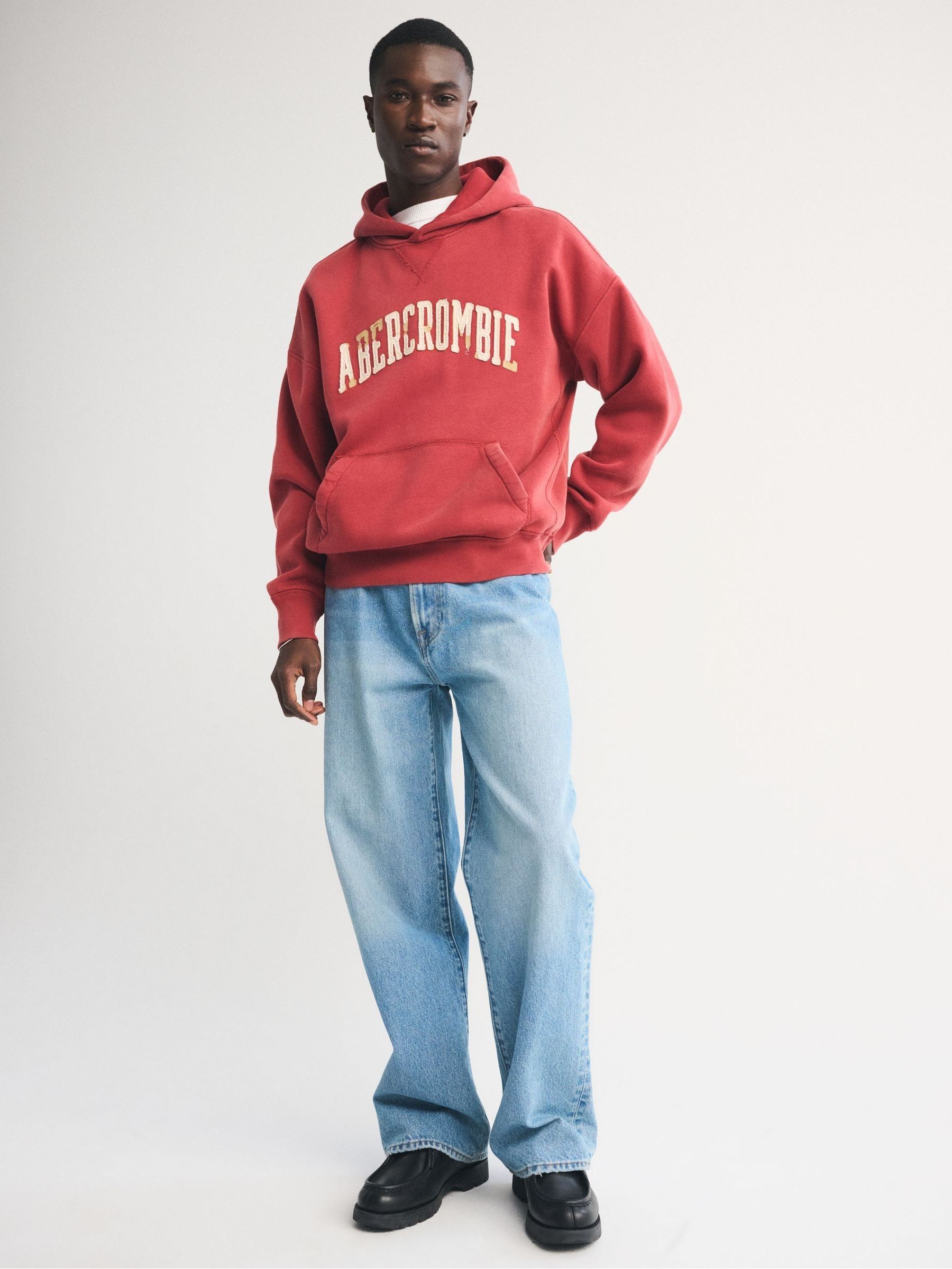 Buy Abercrombie & Fitch Red Logo Popover Hoodie from Next Luxembourg