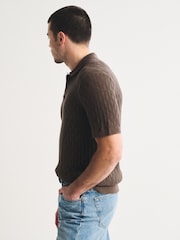 Abercrombie & Fitch Brown Short Sleeve Sweater Polo Shirt - Image 4 of 7