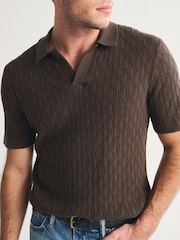 Abercrombie & Fitch Brown Short Sleeve Sweater Polo Shirt - Image 5 of 7