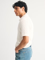 أبيض - قميص بولو سترة بأكمام قصيرة من Abercrombie & Fitch - Image 4 of 8