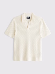 أبيض - قميص بولو سترة بأكمام قصيرة من Abercrombie & Fitch - Image 7 of 8