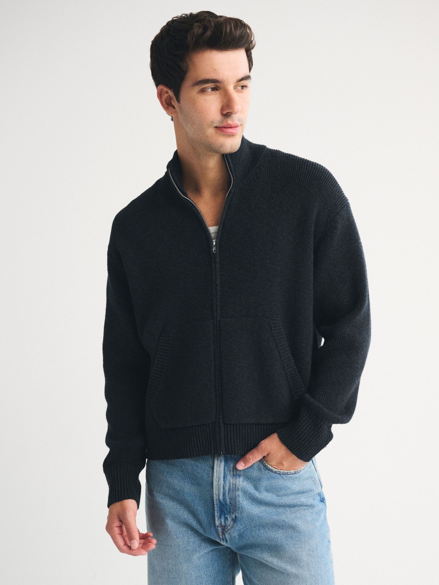 Buy Abercrombie & Fitch Black Full Zip Knit Cardigan from Next Mexico