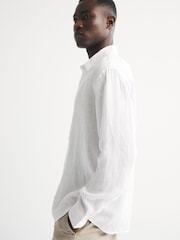 Weiß - Abercrombie & Fitch Linen Long Sleeve Shirt - Bild 5 von 7