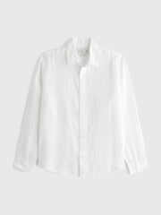 Weiß - Abercrombie & Fitch Linen Long Sleeve Shirt - Bild 7 von 7