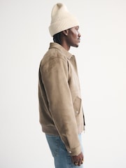 Abercrombie & Fitch Brown Vegan Suede Bomber Jacket - Image 3 of 8