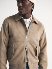 Abercrombie & Fitch Brown Vegan Suede Bomber Jacket - Image 4 of 8