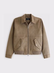 Abercrombie & Fitch Brown Vegan Suede Bomber Jacket - Image 6 of 8