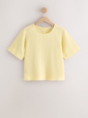Jaune - T-shirt Boxy à manches courtes avec Lin - Image 4 de 6