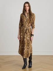 Lauren Ralph Lauren Python Print Midi Shirt Dress - Imaginea 1 din 6