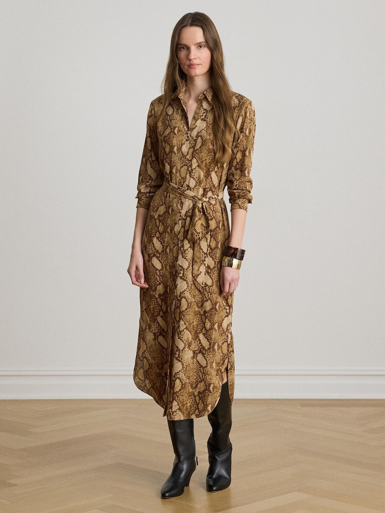 Lauren Ralph Lauren Python Print Midi Shirt Dress - Imaginea 1 din 6