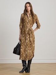 Lauren Ralph Lauren Python Print Midi Shirt Dress - Imaginea 3 din 6