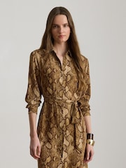 Lauren Ralph Lauren Python Print Midi Shirt Dress - Imaginea 5 din 6