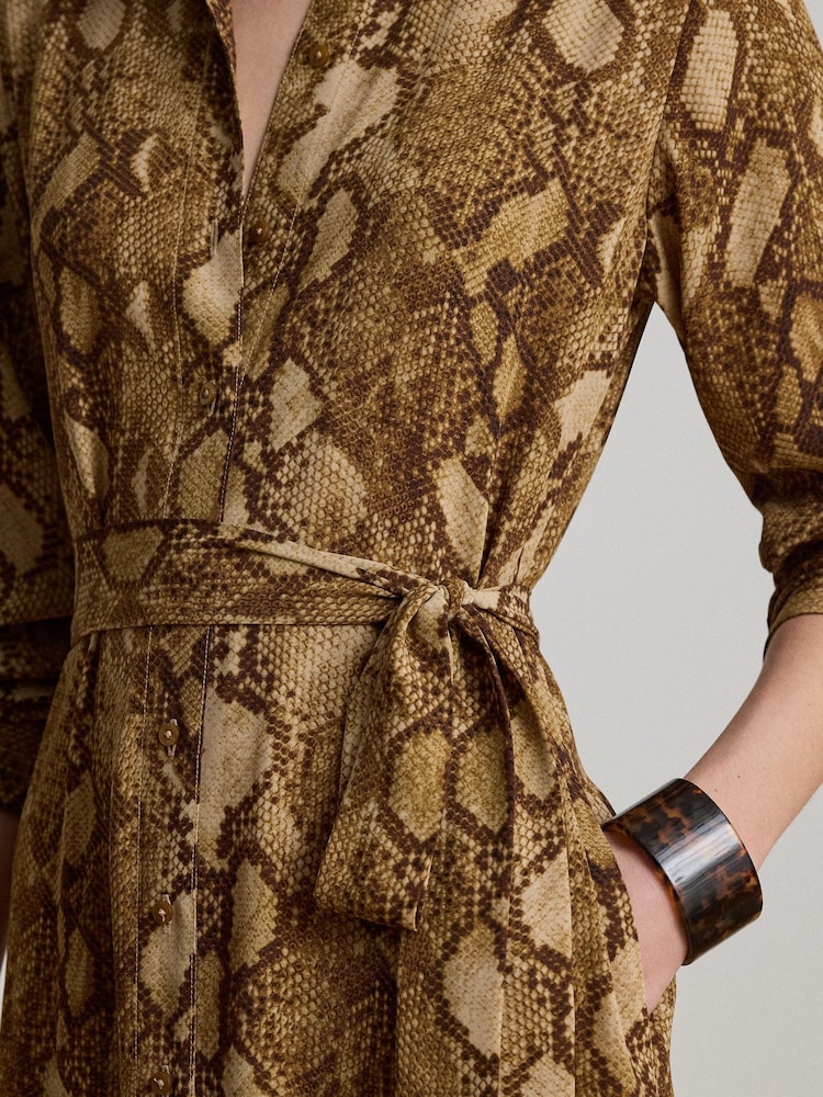 Lauren Ralph Lauren Python Print Midi Shirt Dress - Imaginea 6 din 6