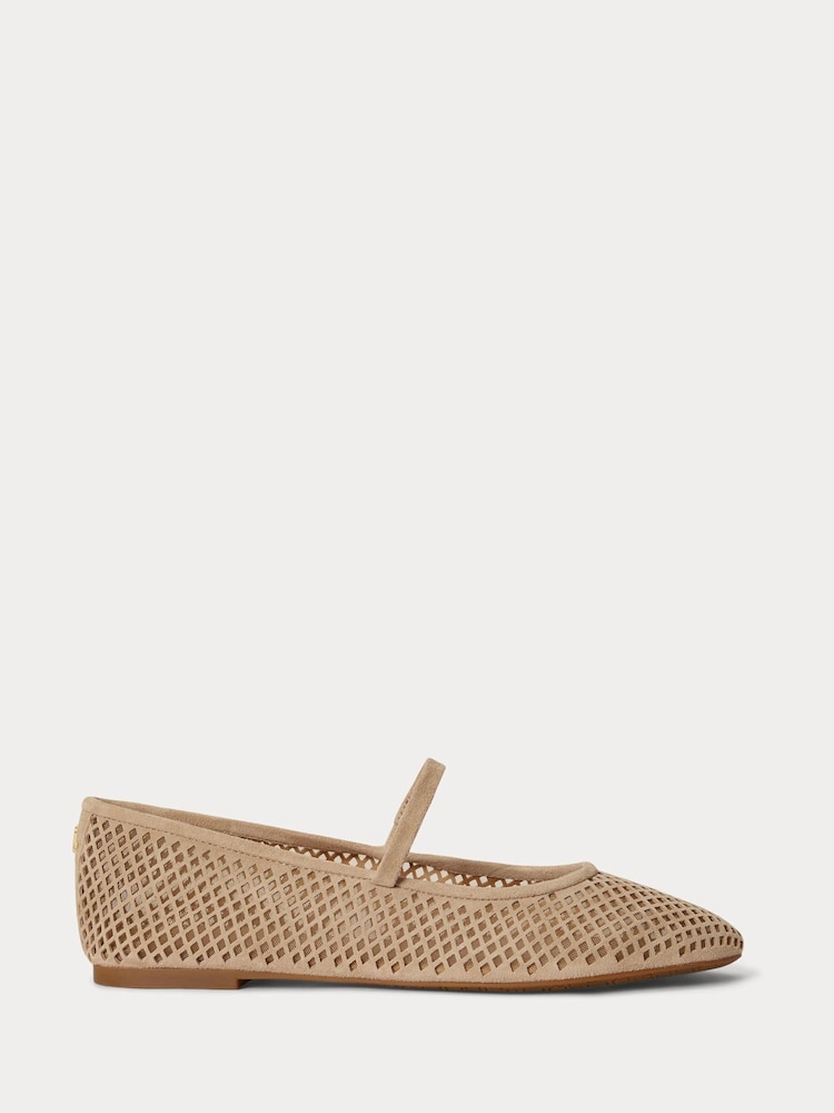 Lauren Ralph Lauren Brown Jayna Perforated Suede Mary Jane Ballet Flats - Image 1 of 4 Lauren Ralph Lauren Brown Jayna Perforated Suede Mary Jane Ballet Flats - Image 1 of 4