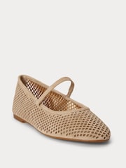 Lauren Ralph Lauren Brown Jayna Perforated Suede Mary Jane Ballet Flats - Image 2 of 4