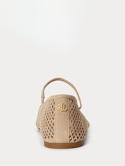 Lauren Ralph Lauren Brown Jayna Perforated Suede Mary Jane Ballet Flats - Image 3 of 4