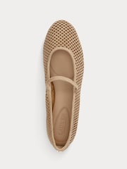 Lauren Ralph Lauren Brown Jayna Perforated Suede Mary Jane Ballet Flats - Image 4 of 4
